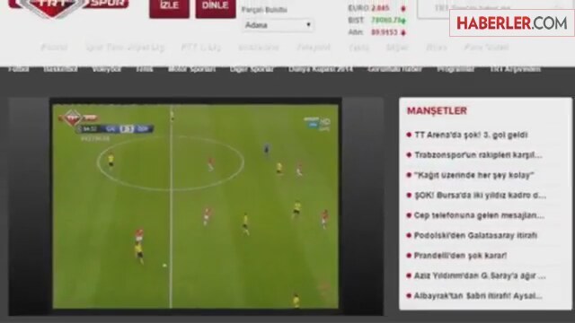 TRT Spor İnternet Sitesi Galatasaray - Dortmund Maçını Yayınladı